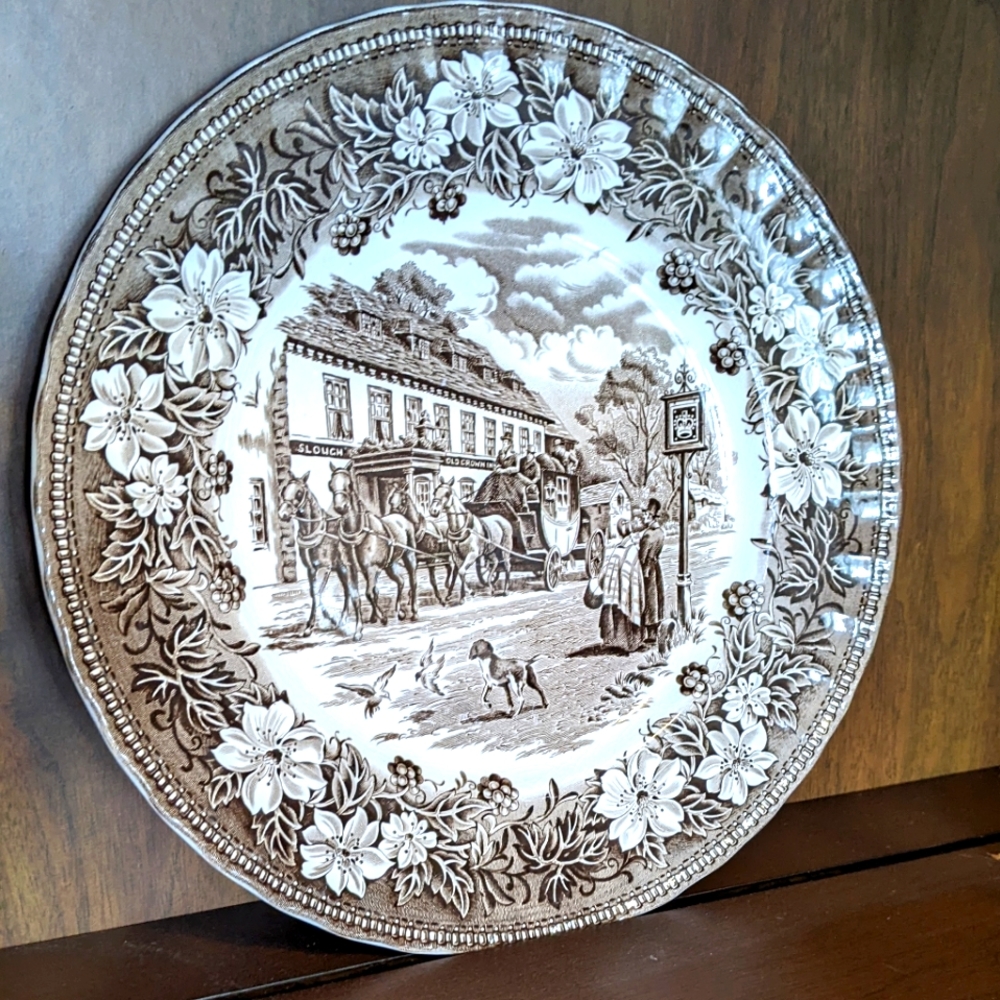 Royal Tudor Ware Brown + White English Collectors Plate. 10" inch  Diam.